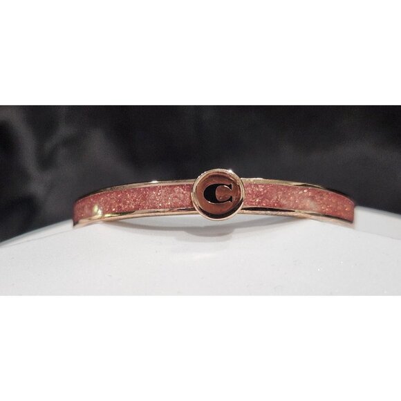 Coach Women's Iconic Rose Pink Glitter & Rose Gold Bangle - Picture 1 of 8